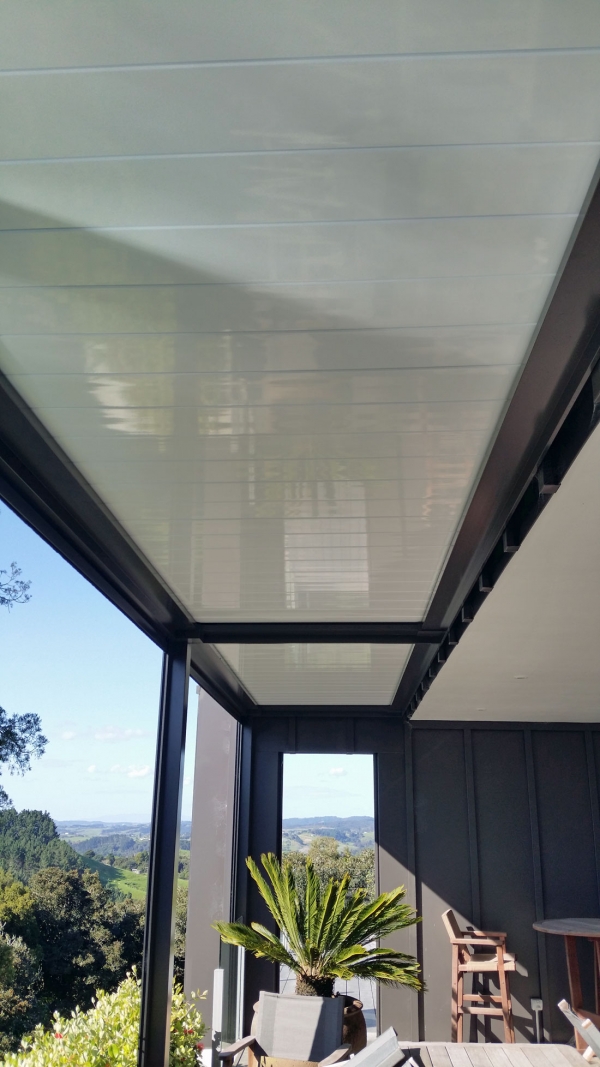 With dark beams and white louvres this is truly a custom made louvre