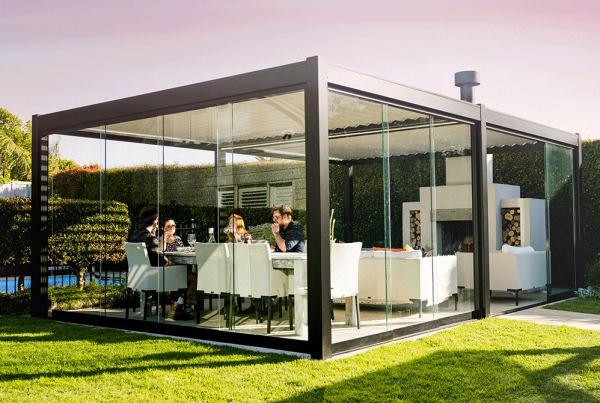Glaslide glass doors slide easily closed for an enclosed verandah finish